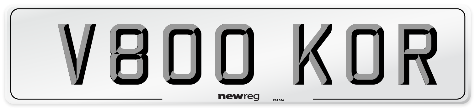V800 KOR Number Plate from New Reg